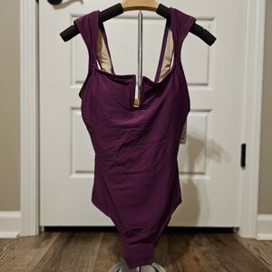 Shade & Shore Purple V-Notch One-Piece Swimsuit